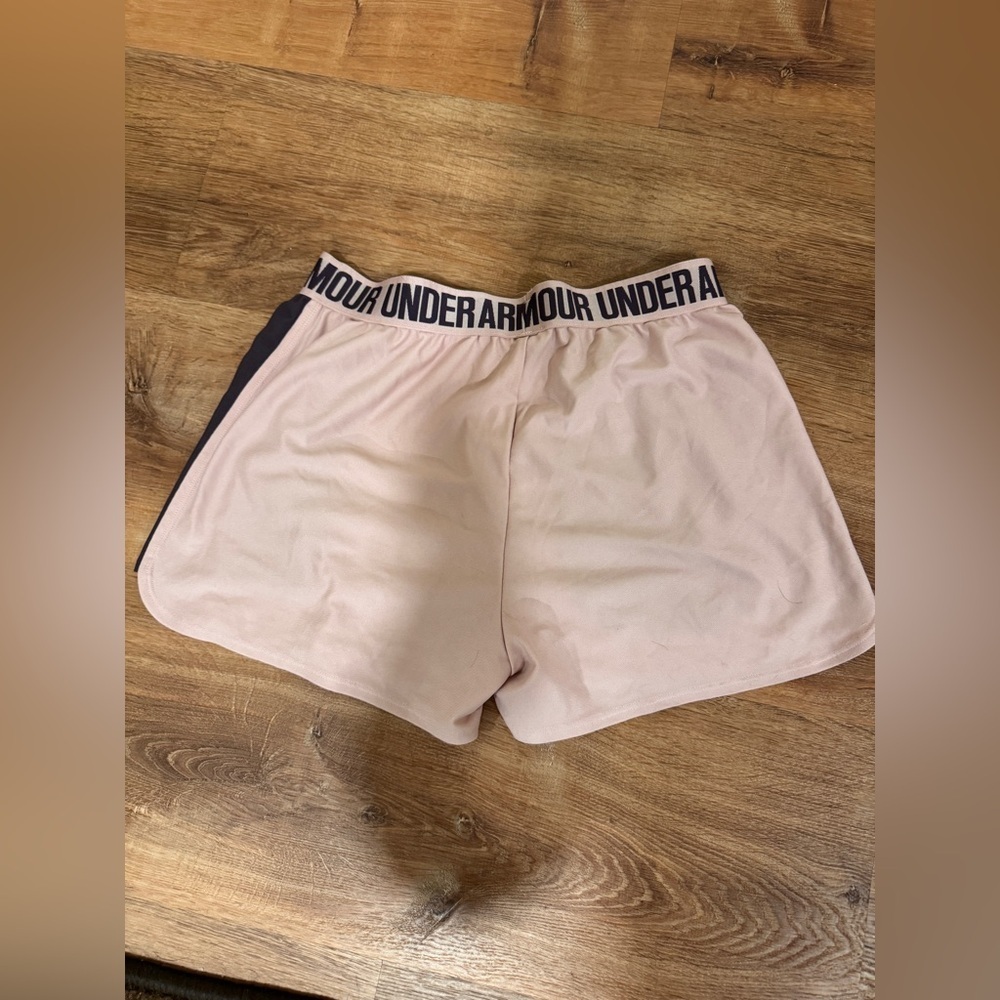 Under Armour light pink and purple logo band shorts​​